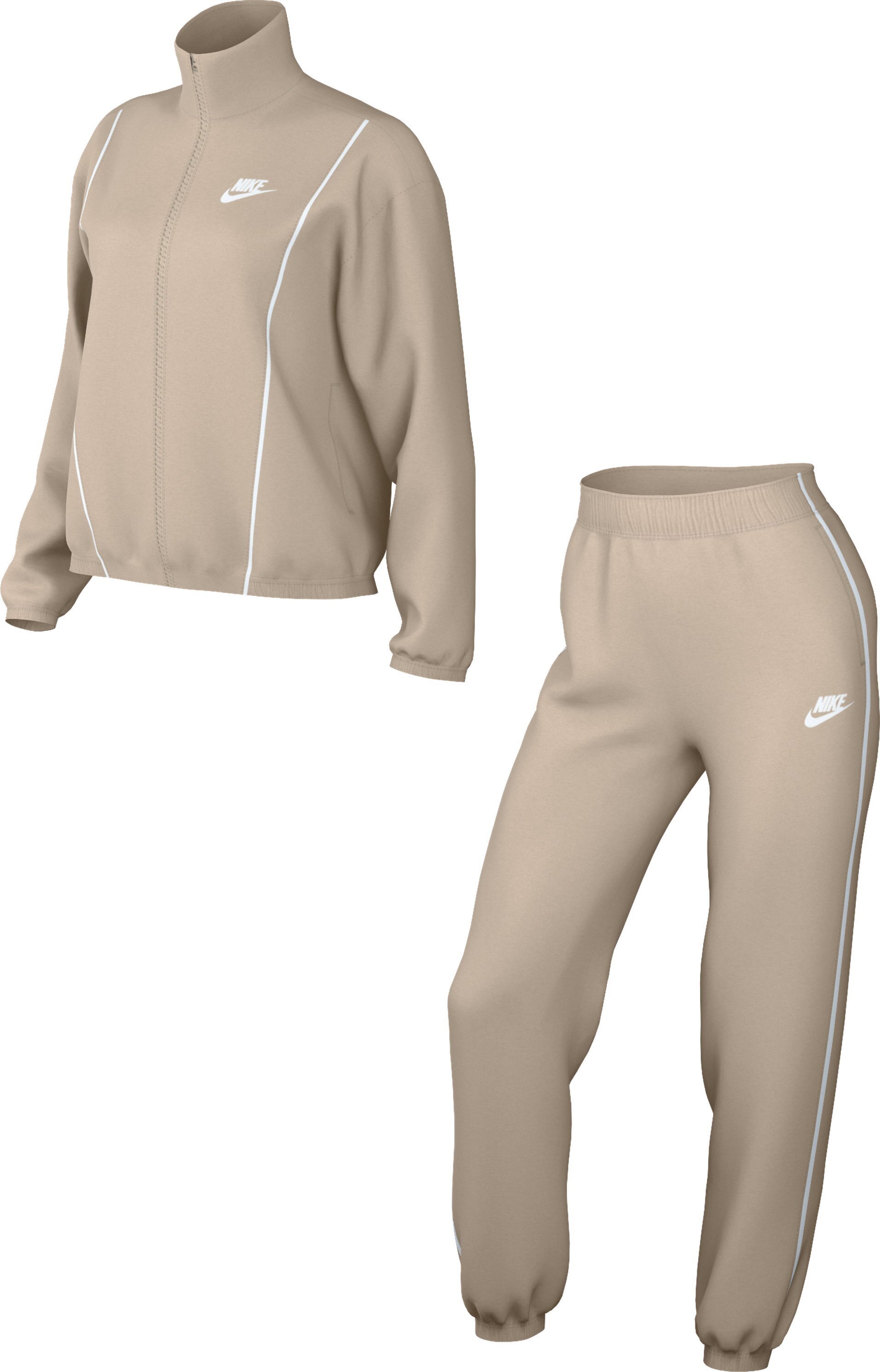 Nike sportinis kostiumas moterims NSW ESSNTL PQE TRK SUIT, smėlio spalvos  kaina | pigu.lt