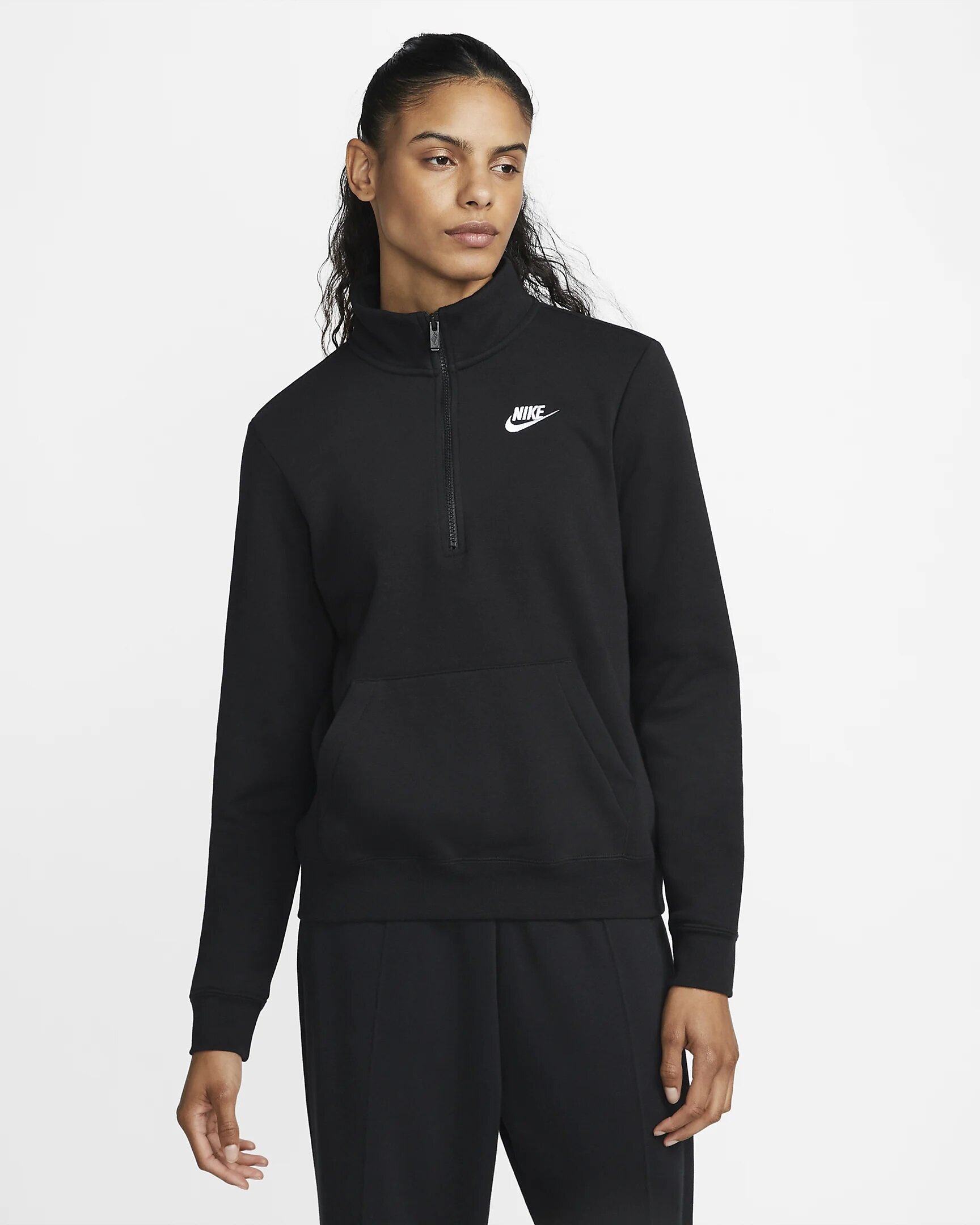 Nike džemperis moterims NSW CLUB FLC QZ STD, juodas kaina | pigu.lt