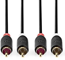 Nedis Audio 2x RCA -> 2 x RCA, 1 m. kaina ir informacija | Kabeliai ir laidai | pigu.lt