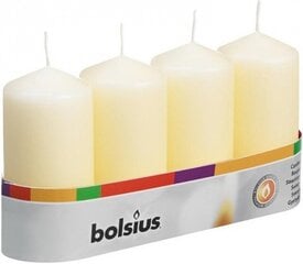 block candle 4,8 x 10 cm 18 hours wax ivory 4 pieces - цена и информация | Подсвечники, свечи | pigu.lt