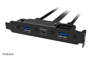 Задняя панель Akasa 2xUSB3/1xUSB-C цена и информация | Адаптеры, USB-разветвители | pigu.lt