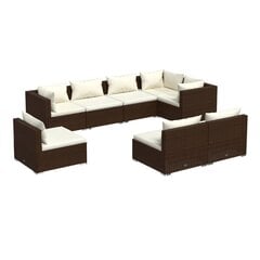 Комплект мебели с подушками, 8 частей, коричневый цена и информация | Комплекты уличной мебели | pigu.lt