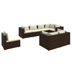 Комплект мебели с подушками, 8 частей, коричневый цена и информация | Комплекты уличной мебели | pigu.lt