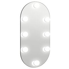 vidaXL Veidrodis su LED lemputėmis, 60x30cm, stiklas, ovalo formos kaina ir informacija | Veidrodžiai | pigu.lt