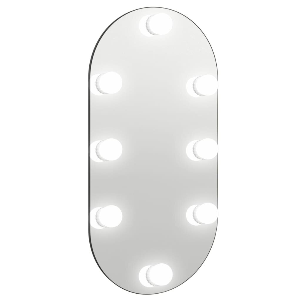 vidaXL Veidrodis su LED lemputėmis, 60x30cm, stiklas, ovalo formos kaina ir informacija | Veidrodžiai | pigu.lt