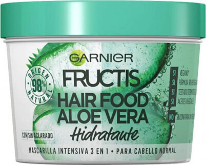 Plaukų kaukė Garnier Fructis Hair Food Aloe Vera, 390 ml kaina ir informacija | Priemonės plaukų stiprinimui | pigu.lt