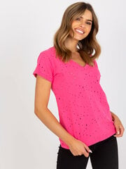 Женская темно-розовая однотонная футболка цена и информация | Женские футболки | pigu.lt