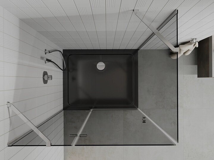 Dušo kabina Mexen Roma su padėklu ir sifonu, Graphite+Black/Chrome, 120x80,90 cm kaina ir informacija | Dušo kabinos | pigu.lt