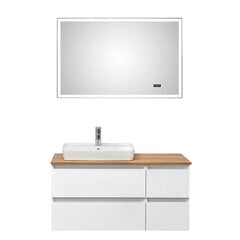 Комплект мебели для ванной с LED-светильником и раковиной 360 белый глянцевый цена и информация | Комплекты в ванную | pigu.lt