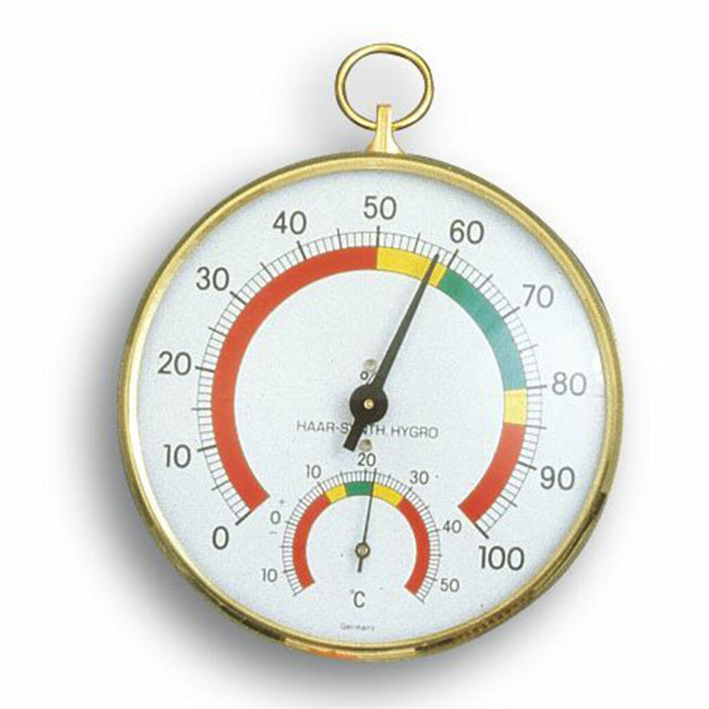 Analoginis termo-higrometras su žalvario žiedu TFA 45.2000 kaina ir informacija | Meteorologinės stotelės, termometrai | pigu.lt