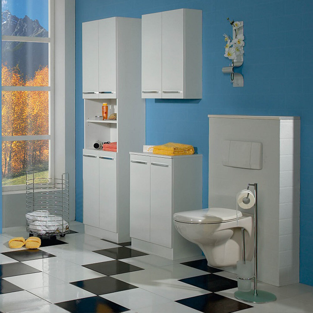 Aukšta vonios spintelė 335 balta цена и информация | Vonios spintelės | pigu.lt