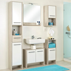 Aukšta vonios spintelė 350 balta / šviesiai ruda kaina ir informacija | Vonios spintelės | pigu.lt