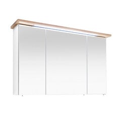 Зеркальный шкаф с LED-светильником 84-III белый/дуб цена и информация | Шкафчики для ванной | pigu.lt