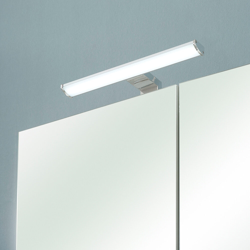 Veidrodinė spintelė su LED apšvietimu 86 balta ąžuolas цена и информация | Vonios spintelės | pigu.lt