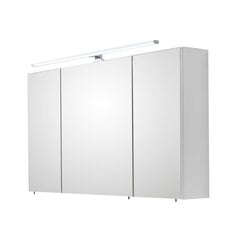 Зеркальный шкаф с LED-светильником 86 белый глянцевый цена и информация | Шкафчики для ванной | pigu.lt