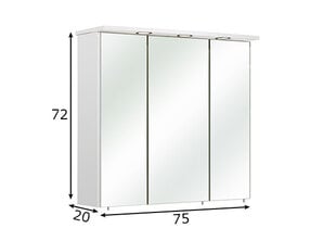 Зеркальный шкаф с LED-светильником 37-II белый глянцевый цена и информация | Шкафчики для ванной | pigu.lt