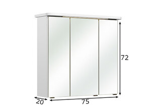 Зеркальный шкаф с LED-светильником 87-I белый цена и информация | Шкафчики для ванной | pigu.lt