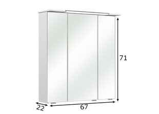 Зеркальный шкаф с LED-светильником 54-I белый глянцевый цена и информация | Шкафчики для ванной | pigu.lt