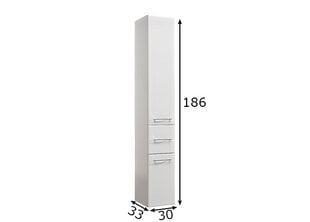 Высокий шкаф в ванную 376 белый глянцевый цена и информация | Шкафчики для ванной | pigu.lt