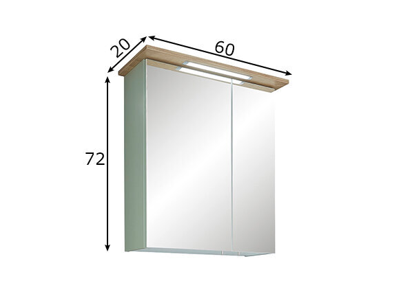 Veidrodinė spintelė su LED apšvietimu 84-I žalias šalavijas / ąžuolas kaina ir informacija | Vonios spintelės | pigu.lt