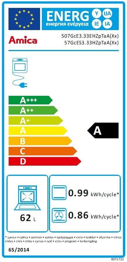 Amica 57GCES3.33 kaina ir informacija | Elektrinės viryklės | pigu.lt