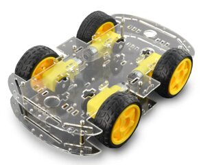 Stačiakampė 4WD 4 ratų roboto važiuoklė su DC variklio pavara kaina ir informacija | Atviro kodo elektronika | pigu.lt