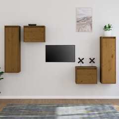 vidaXL Televizoriaus spintelės, 4vnt., medaus rudos, pušies masyvas kaina ir informacija | TV staliukai | pigu.lt
