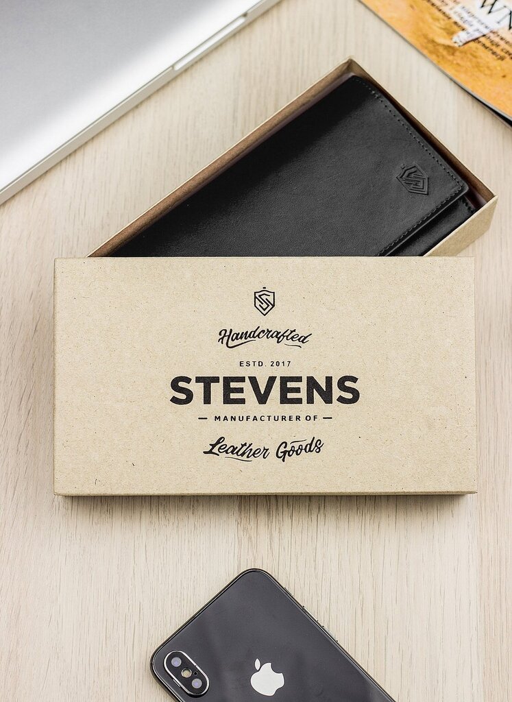 Stevens moteriška odinė piniginė Z2, juoda цена и информация | Piniginės, kortelių dėklai moterims | pigu.lt