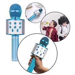 Беспроводной микрофон с FM-приемником, синий цена и информация | Микрофоны | pigu.lt
