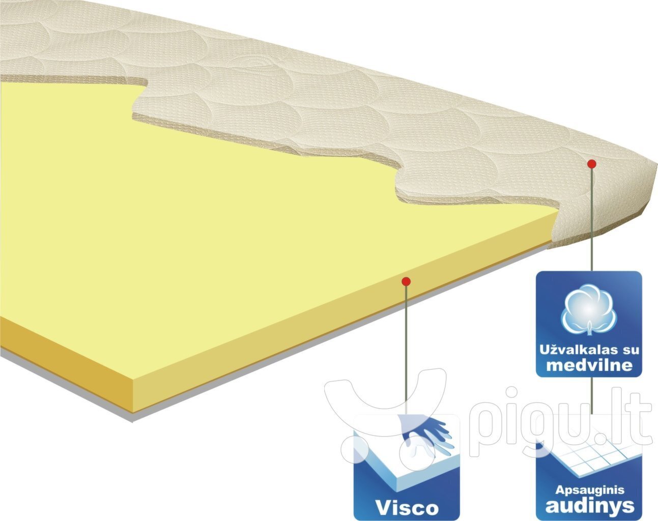 Viskoelastinis antčiužinis Rasa Memory, 160x200 kaina ir informacija | Antčiužiniai | pigu.lt