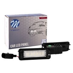 M-TECH LED license plate light LD-VW GP 12xSMD2835 Valstybinio numerio apšvietimo modulis. Aukštos klasės LED alternatyva su patvirtinimu naudoti Europos keliuose. Rinkinį sudaro 2 vnt. LED tipas ir kiekis: 18PCS 3528SMD Automobilio modelis: Golf 4 be Var kaina ir informacija | Automobilių lemputės | pigu.lt