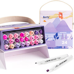 Dvipusiai markeriai-flomasteriai ARRTX Alp, 24 spalvų, violetinio tono kaina ir informacija | Piešimo, tapybos, lipdymo reikmenys | pigu.lt