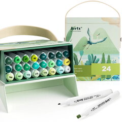 Dvipusiai markeriai-flomasteriai ARRTX Alp, 24 spalvų kaina ir informacija | Piešimo, tapybos, lipdymo reikmenys | pigu.lt
