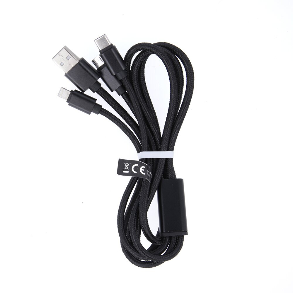 Laidas telefonui Maxlife 3in1 USB, Lightning + USB-C + microUSB 1,0 m 2,1A kaina ir informacija | Laidai telefonams | pigu.lt