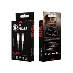 Maxlife MXUC-05 cable USB-C - USB-C 1,0 m 20W white цена и информация | Кабели для телефонов | pigu.lt