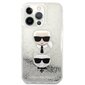 Karl Lagerfeld skysti blizgučiai Karl & Choupette Head dėklas, skirtas iPhone 13 Pro Max (sidabras) kaina ir informacija | Telefono dėklai | pigu.lt