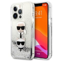 Karl Lagerfeld skysti blizgučiai Karl & Choupette Head dėklas, skirtas iPhone 13 Pro Max (sidabras) kaina ir informacija | Telefono dėklai | pigu.lt