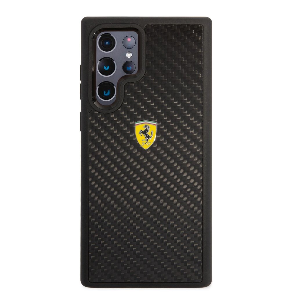 Ferrari Real Carbon Hard Case skirtas Samsung Galaxy S22 Ultra, juodas kaina ir informacija | Telefono dėklai | pigu.lt