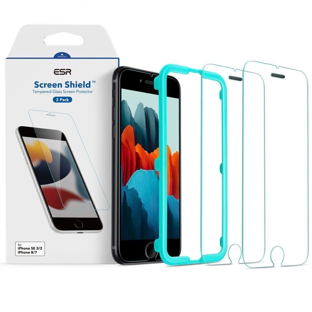 Apsauginis stiklas ESR Screen shield, skirtas iPhone 6/6s/7/8/SE 2020/SE2022, 2 vnt. цена и информация | Apsauginės plėvelės telefonams | pigu.lt