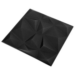 vidaXL 3D sienų plokštės, 12vnt., deimantų juodos, 50x50cm, 3m² цена и информация | Элементы декора для стен, потолка | pigu.lt