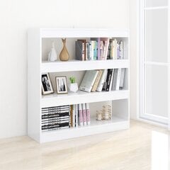 vidaXL Spintelė knygoms/kambario pertvara, balta, 100x30x103cm, blizgi kaina ir informacija | Lentynos | pigu.lt