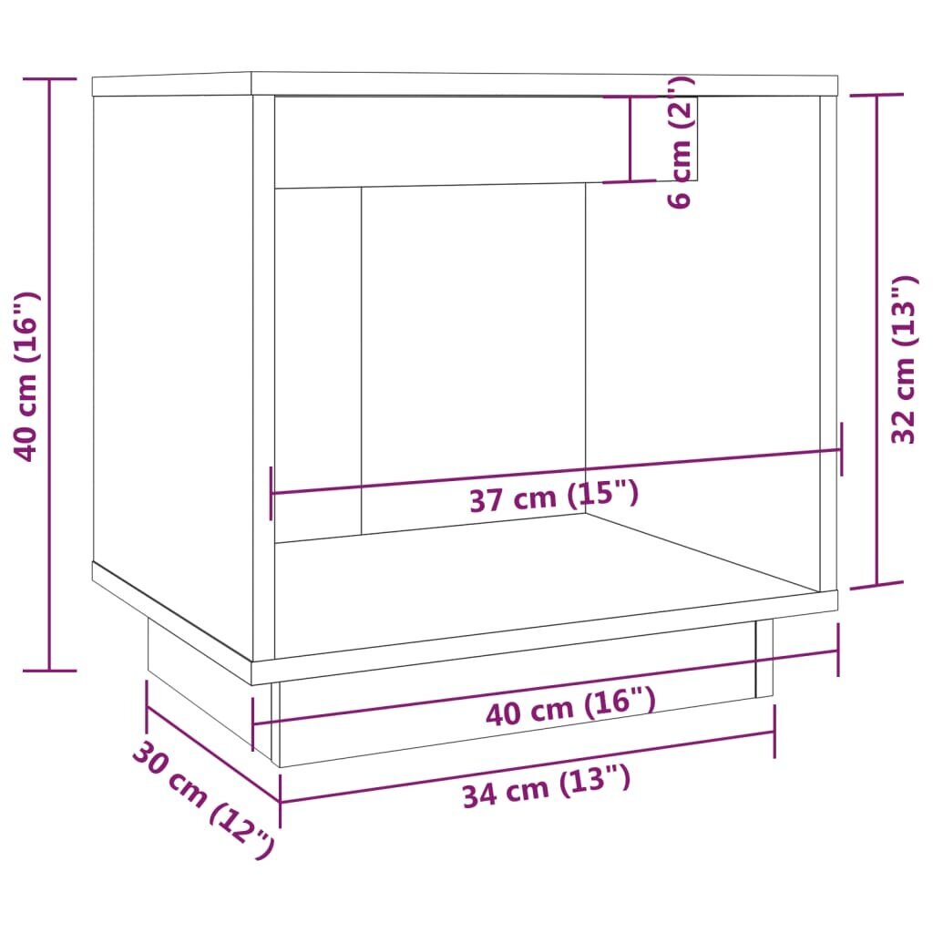 vidaXL Naktinės spintelės, 2vnt., 40x30x40cm, pušies medienos masyvas kaina ir informacija | Spintelės prie lovos | pigu.lt