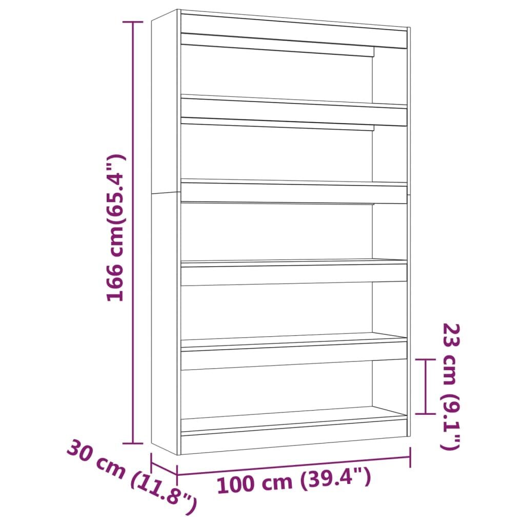 vidaXL Spintelė knygoms/kambario pertvara, pilka, 100x30x166cm kaina ir informacija | Lentynos | pigu.lt