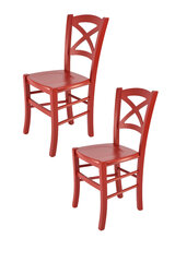 Tommychairs - Набор из 2 стульев CROSS конструкция и сиденье из лакированного бука красного цвета цена и информация | Стулья для кухни и столовой | pigu.lt
