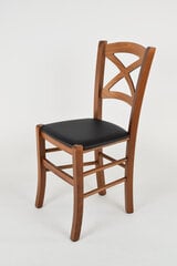 Tommychairs - Кресло CROSS из бука цвета ореха и сиденье обтянуто черной искусственной кожей цена и информация | Стулья для кухни и столовой | pigu.lt