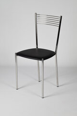 Набор из 4 стульев Elegance из стали окрашенной в цвет алюминия и сиденья из темно-серой искусственной кожи цена и информация | Стулья для кухни и столовой | pigu.lt