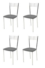 Tommychairs - Набор из 4 стульев ELENA хромированная сталь, сиденье из темно-серой искусственной кожи цена и информация | Стулья для кухни и столовой | pigu.lt
