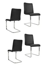 Комплект из 4 консольныx стульев GRETA с ножками из хромированной стали, черная искусственнaя кожa цена и информация | Стулья для кухни и столовой | pigu.lt
