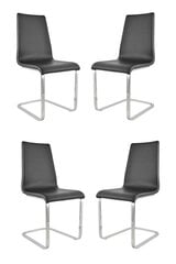 Комплект из 4 консольныx стульев BERLIN с ножками из хромированной стали, черная искусственнaя кожa цена и информация | Стулья для кухни и столовой | pigu.lt