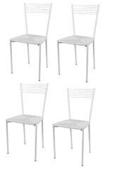 Набор из 4 стульев Elegance из стали окрашенной в цвет алюминия и сиденья из белой искусственной кожи цена и информация | Стулья для кухни и столовой | pigu.lt